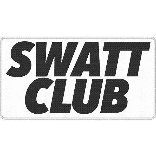 Patch Ricamato rettangolare cm. 26 x 14 su base bianca logo SWATT CLUB 