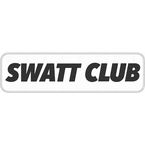 Patch Ricamato rettangolare cm. 26 x 7 su base bianca logo SWATT CLUB