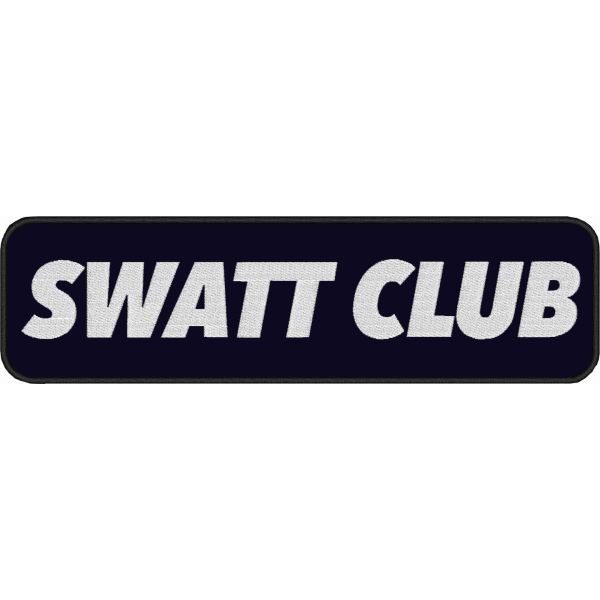 Patch Ricamato rettangolare cm. 26 x 7 su base bianca logo SWATT CLUB