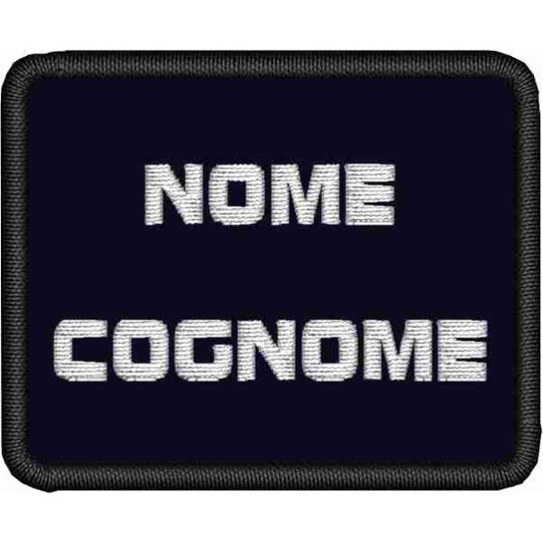 Patch Ricamato rettangolare cm. 5 x 4 su base NERA con TESTO A PIACERE