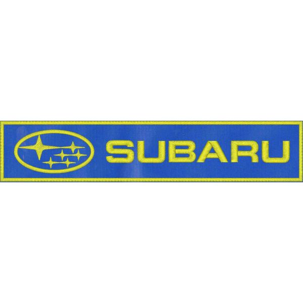 Patch rettangolare SUBARU WORLD RALLY TEAM cm.15 x 9  su base di tessuto blu