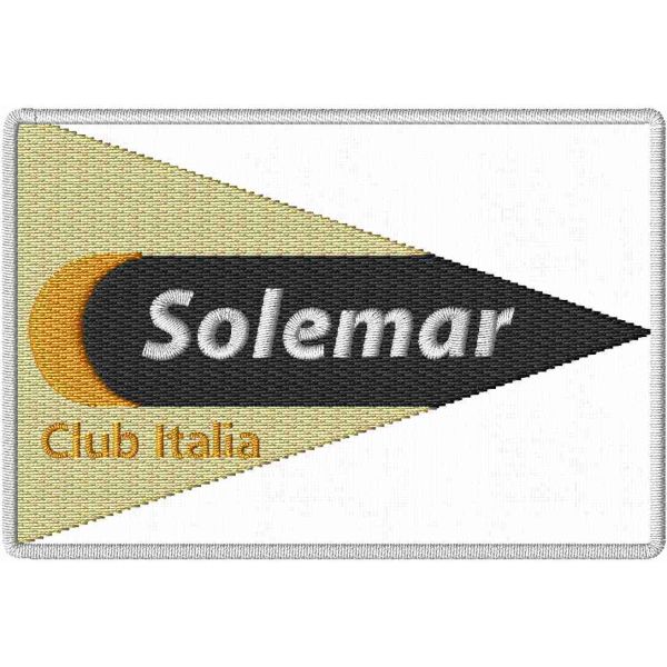 Patch ricamato Logo SOLEMAR Club Italia su base bianca cm.9 x 6