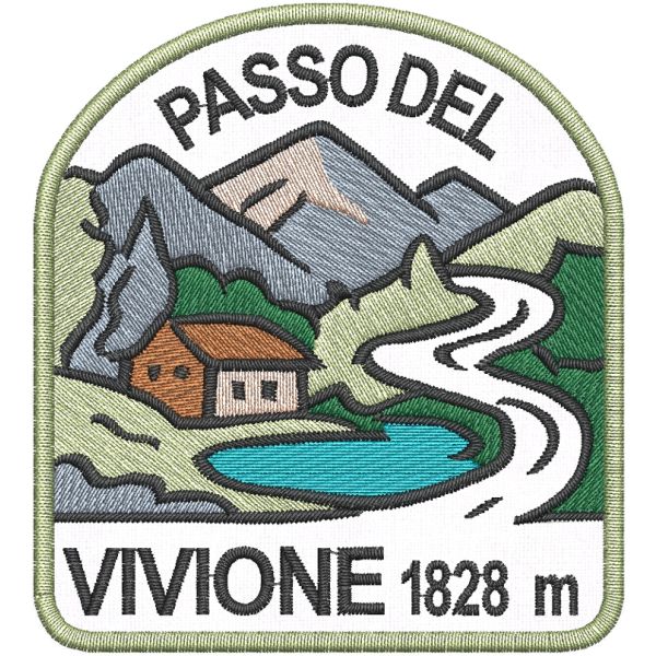 Patch ricamato PASSO DEL VIVIONE 1828 m. dimensioni 80 X 75 mm. 