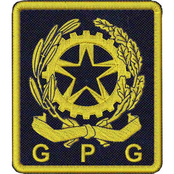 1 stemma ricamato repubblica italiana (gpg) su base blunavy  cm. 7,0 x 6,0 