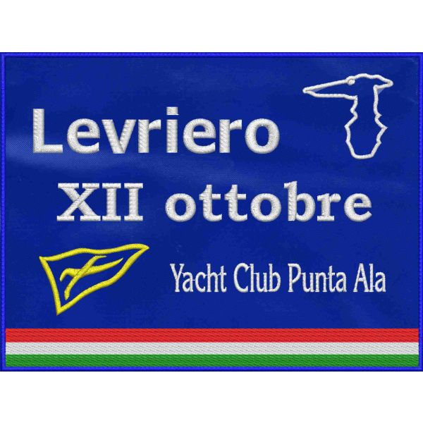 Grande stemma ricamato personalizzato su base Bluroyal Yacht club (Levriero) XII ottobre 