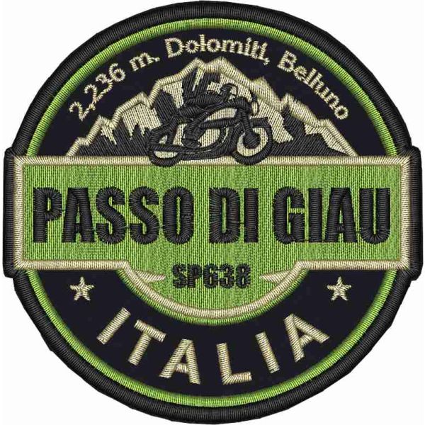 Patch Ricamato Passo di GIAU 2236 m. Dolomiti-Belluno diam_cm. 8 