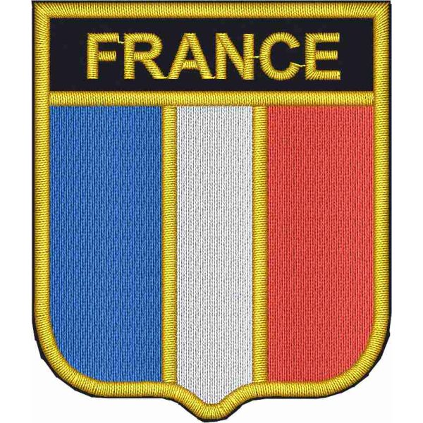 Scudetto ricamato regione FRANCIA su base nera cm. 7,0 x 6,0 