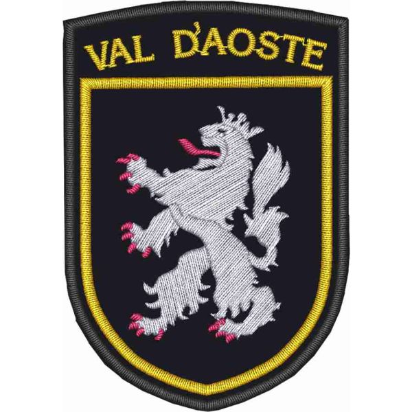 Scudetto ricamato su base nera cm. 7,5 x 5,0 ,Grifone val d'aoste