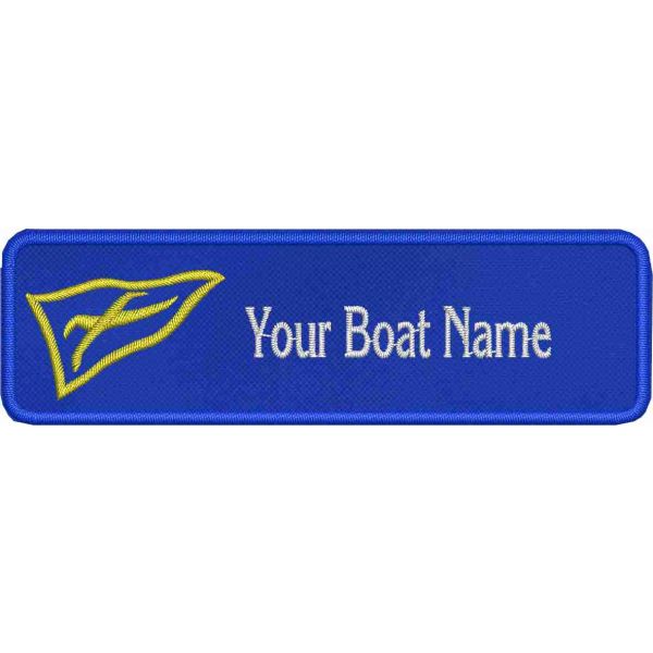 Patch ricamato Yacht Club punta Ala, personalizzabile con il tuo testo su base blu royal c