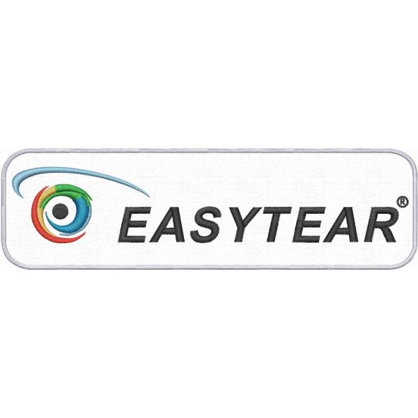 Patch ricamato EASYTEAR su base bianca cm. 23 x 7