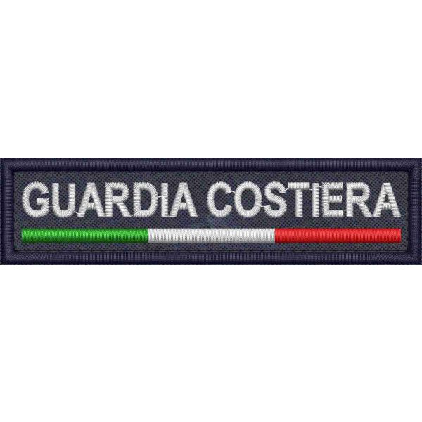 Patch ricamato Guardia costiera , su base cm. 12 isu base blu navy 