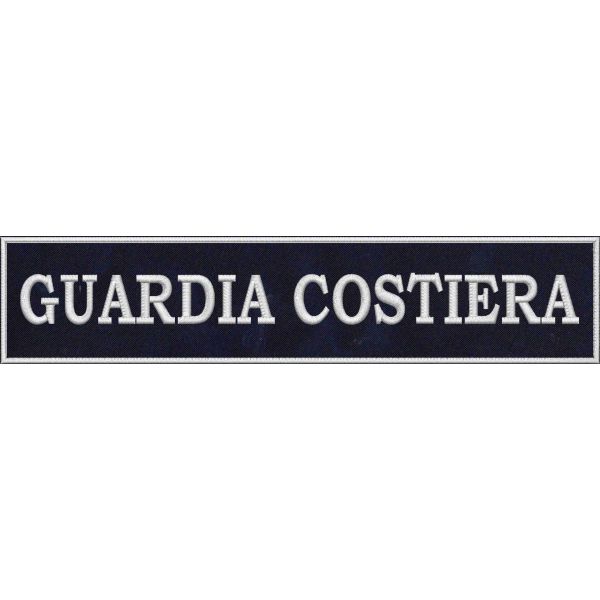 Fascia ricamata GUARDIA COSTIERA cm. 33 x 7 su base tessuto BLU NAVY