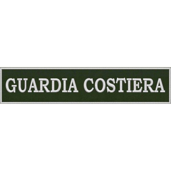 Fascia ricamata GUARDIA COSTIERA cm. 33 x 7 su base tessuto BLU NAVY