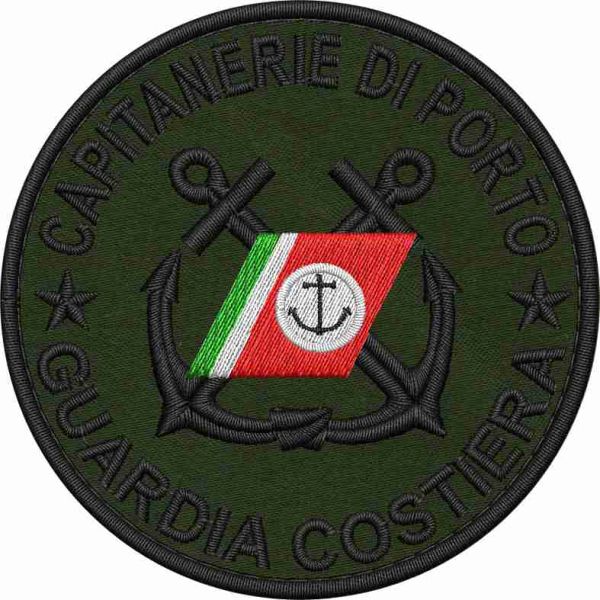 Bollo tondo GUARDIA COSTIERA Capitaneria di porto ,diam_cm-8 su base BluNavy 