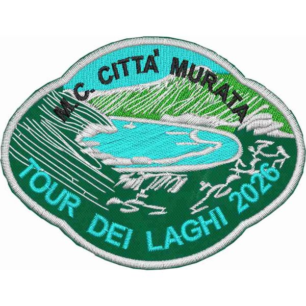 Patch ricamato su base verde M.C. CITTADELLA (Tour dei laghi 2026) mm. 80x60