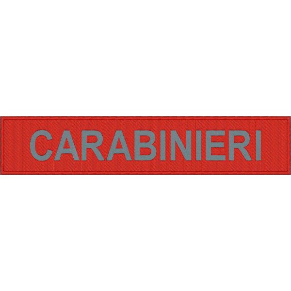 Patch scritta ricamata in negativo su base catarifragente  CARABINIERI Cm.25x5 cod.20240501_A
