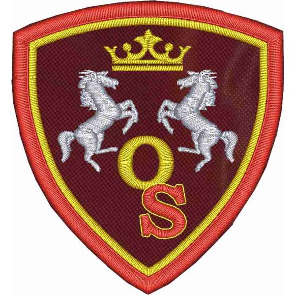 Scudetto ricamato su fondo granata (Orion Group Arezzo) 