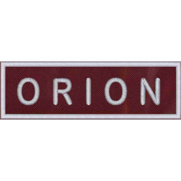 Patch ricamato su fondo GRANATA (ORION)