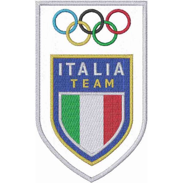 Replica scudetto ricamato su base bianca CONI italia team mm.90 x 55 