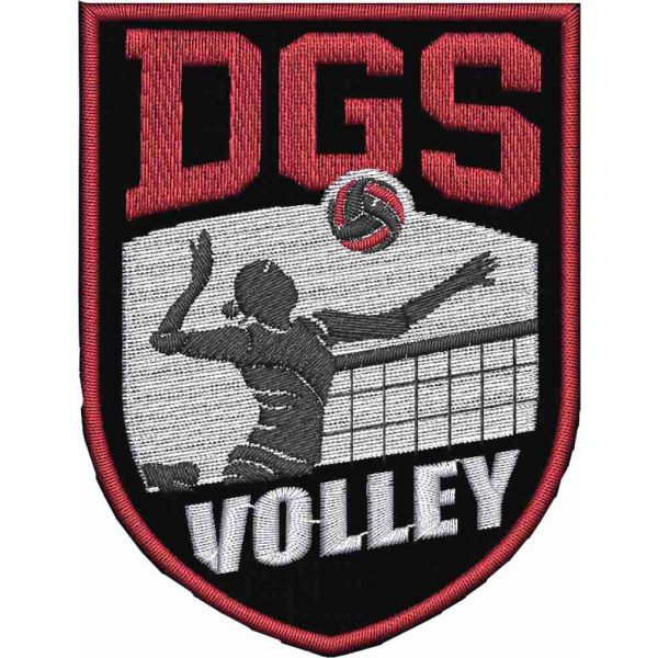 Scudetto ricamato GDS VOLLEY su base nera cm.8,5 per 6,5 