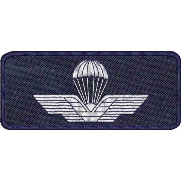 Patch ricamato BREVETTO PARACADUTISTA CIVILE cm.8 x 3,5 su base blu navy 