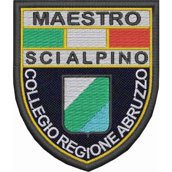 Patch ricamato COLLEGIO REGIONE ABRUZZO ( maestro sci alpino) mm.60 x 70 
