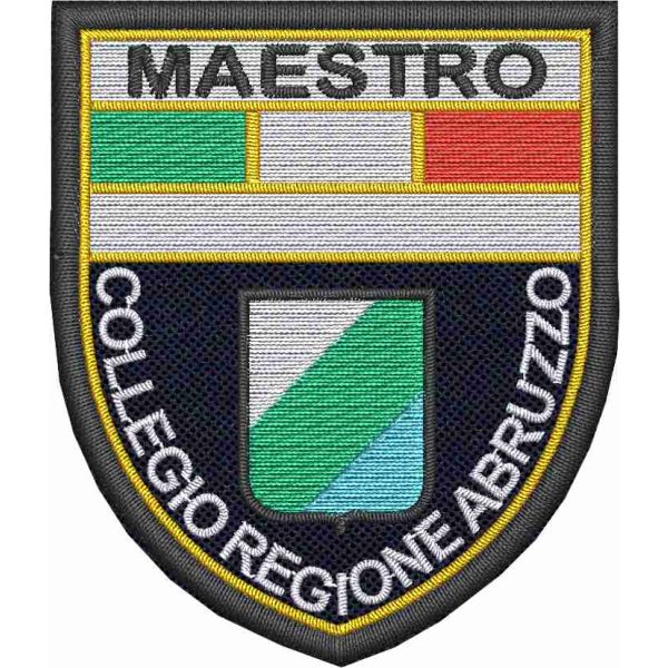Patch ricamato COLLEGIO REGIONE ABRUZZO ( maestro sci alpino) mm.60 x 70 