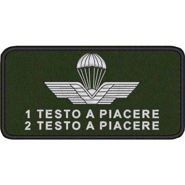 BREVETTO PARACADUTISTA CIVILE filato BIANCO e testi a piacere con cognome o nr. cm. 10 x 5 