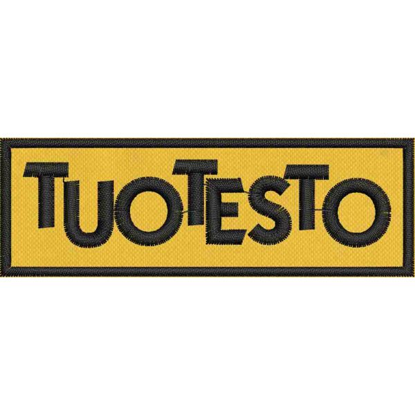 Patch ricamato  con NOME RICCARDO A CARATTERI SFALSATI  su base gialla