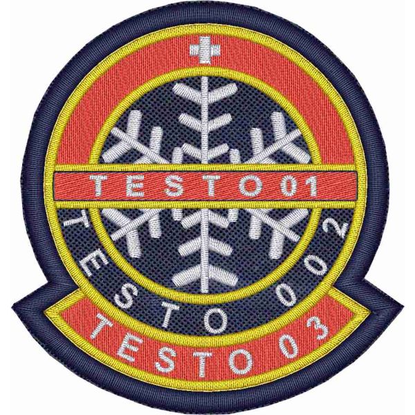 Stemma ricamato su base blu NAVY con 3 TESTi A PIACERE da sci 