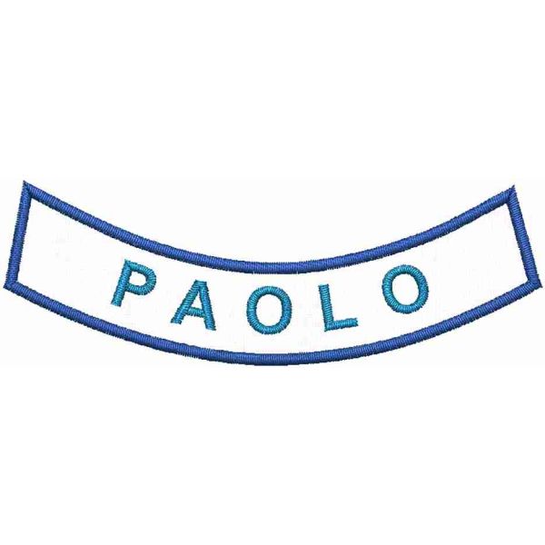 Patch ricamato nominativo curvato in alto con il  nome ANDREA