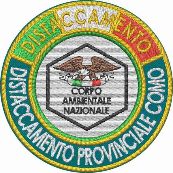 Stemma ricamato DISTACCAMENTO C.A.N (PARCO provinciale Como) diam.cm.8 