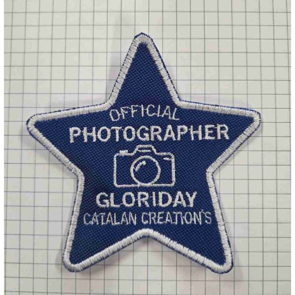 Patch ricamato stella PHOTOGRAPHER GLORIDAY su base cm.6 