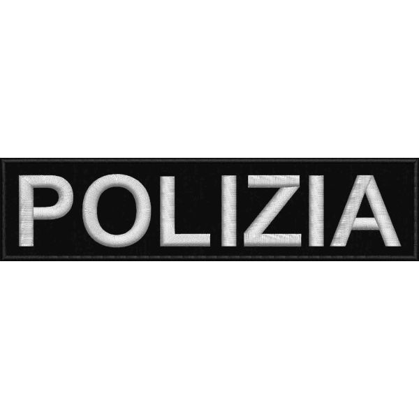 Patch ricamata su base nera scritta POLIZIA Cm. 24,5 x 6