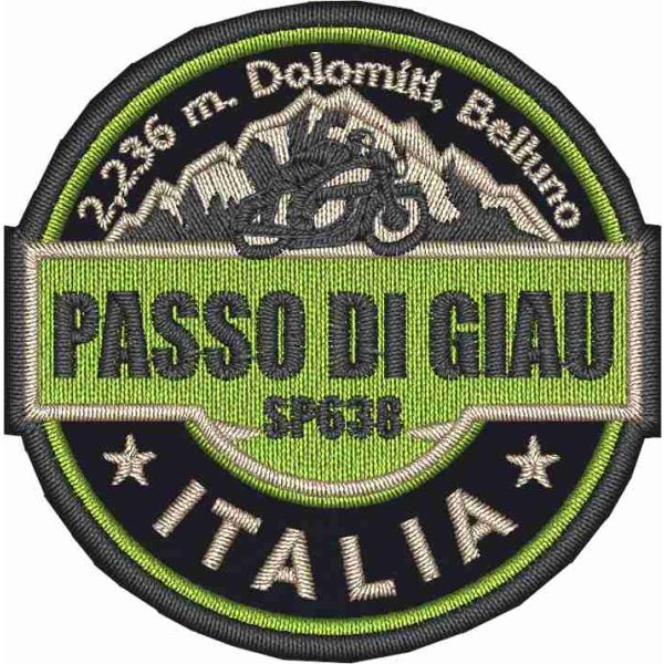 Patch Ricamato Passo di GIAU 2236 m. Dolomiti-Belluno diam_cm. 6