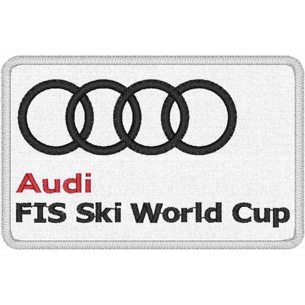 Patch rettangolare cm. 8 x 5 su base bianca logo  AUDI coppa sci alpino 