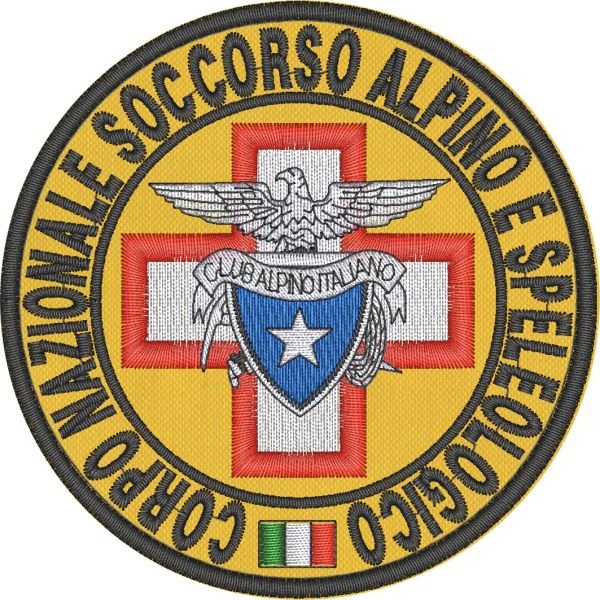 Patch ufficiale CORPO NAZIONALE SOCCORSO ALPINO E SPELEOLOGICO diam. 9 Cm.