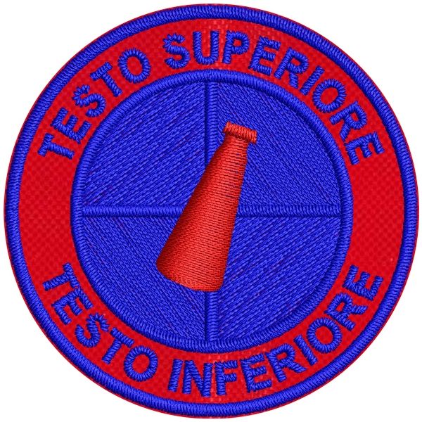 Patch personalizzato con 2 TESTI A PIACERE su base rossa logo CAMPARI  e filato Nero
