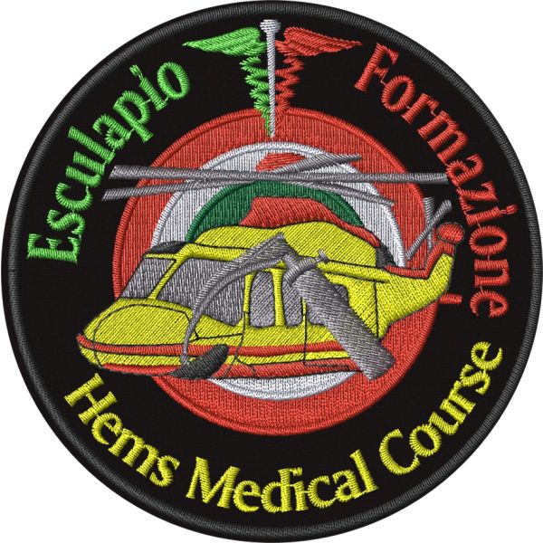 Patch ricamato elicottero Esculapio Formazione HEMS MEDICAL COURSE 