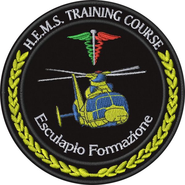 Patch ricamato H.E.M.S. Training Course Esculapio Formazione diam cm.9 