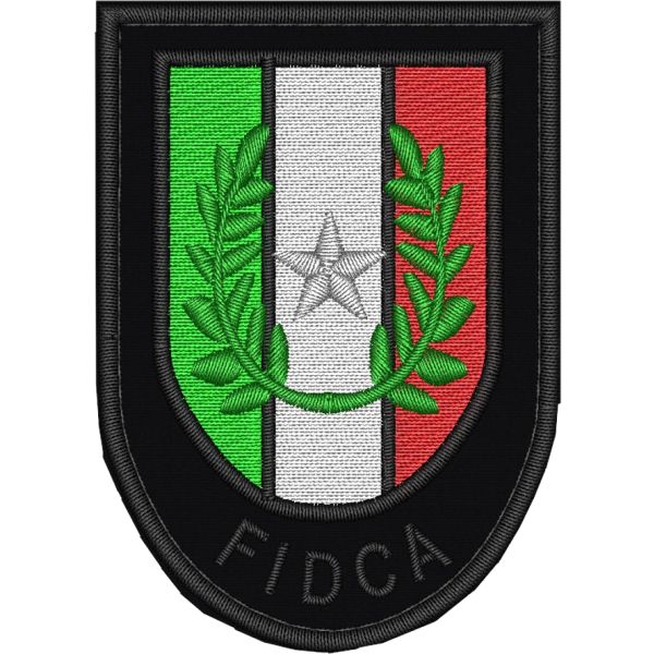 Stemma ricamato FIDCA Italia  su fondo militare o su base MILITARE