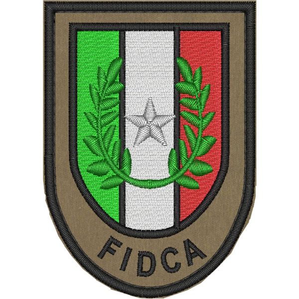 Stemma ricamato FIDCA Italia  su fondo militare o su base MILITARE