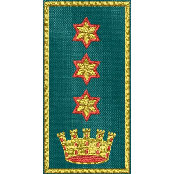 Patch Ricamata C.E.N (Dirigente Sup. Comandante colonnello I.S.)  3 stelle bordo rosso su base verde