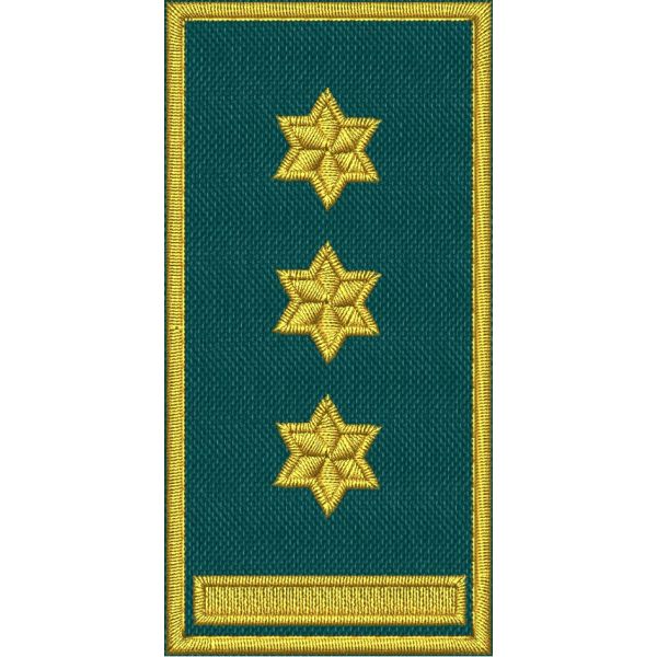 Patch Ricamata grado ( Primo Capitano ) base verde ricamo in giallo dorato  cm. 8 x 4 