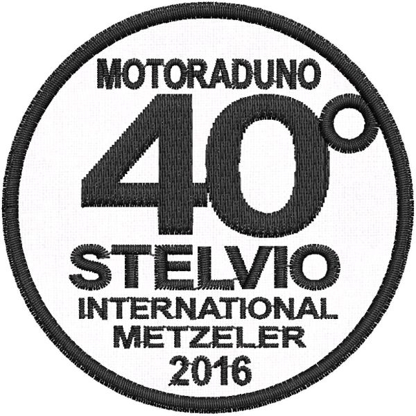 Patch rotonda ricamata 40esimo motoraduno STELVIO diametro Cm. 7  