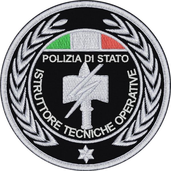ISTRUTTORE TECNICHE OPERATIVE Polizia di Stato ,patch ricamato CON STELLA su base nera
