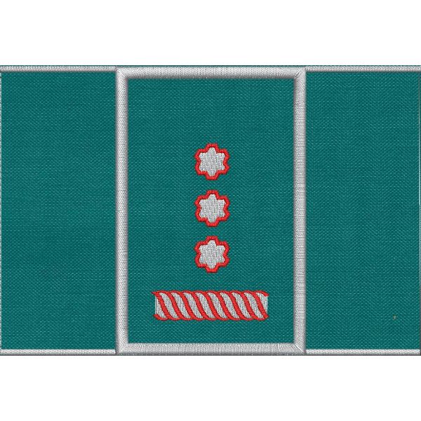 Tubolare ricamato Corpo Ecoforestale Nazionale base verde miltare, 3 stella argentate bordo rosso 90 X 60 mm