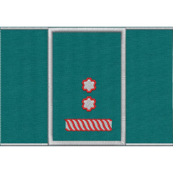 Tubolare ricamato Corpo Ecoforestale Nazionale base verde miltare, 2 stella argentate bordo rosso 90 X 60 mm.