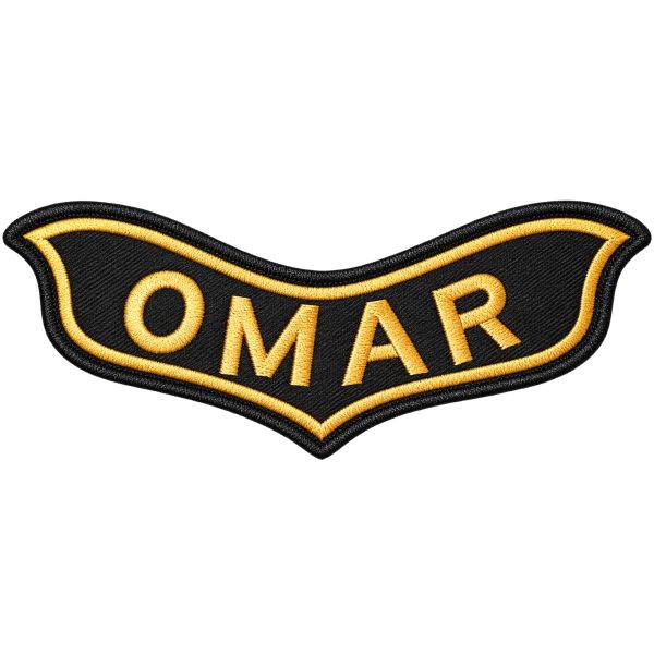 Patch ricamata personalizzata con nome o testo – 120 × 50 mm.