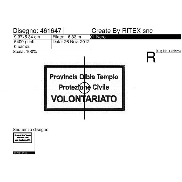 Patch ricamato Protezione civile OLBIA TEMPIO Cod.461647